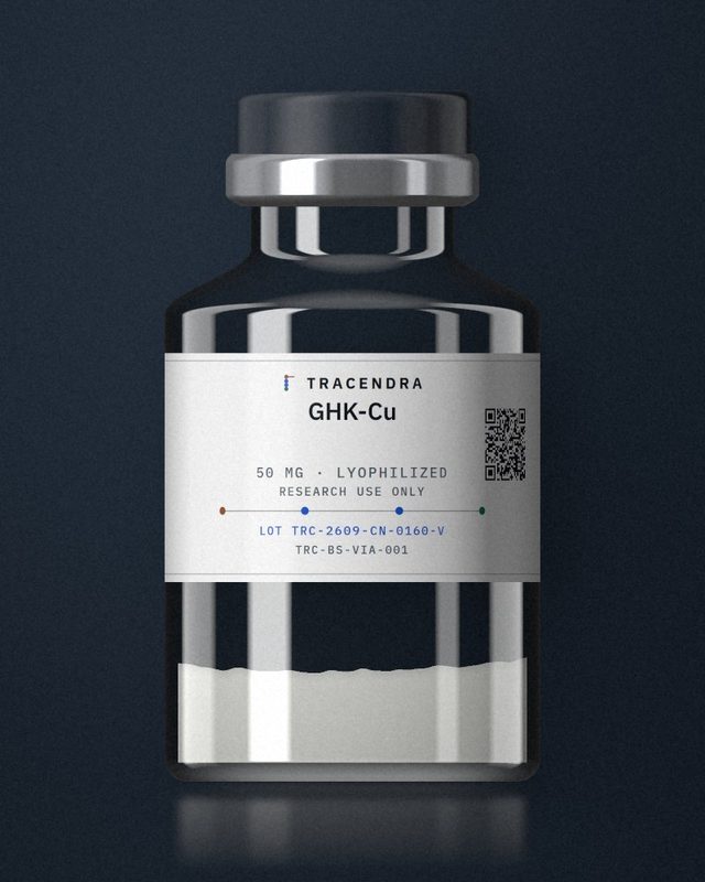 TRACENDRA research vial with lyophilized powder, GHK-Cu 50 mg